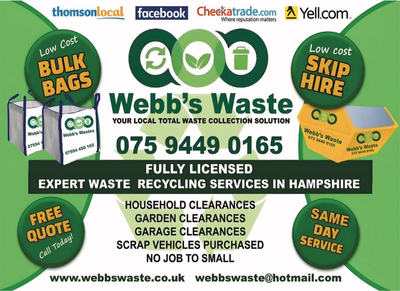 Webb's Waste advert 2026