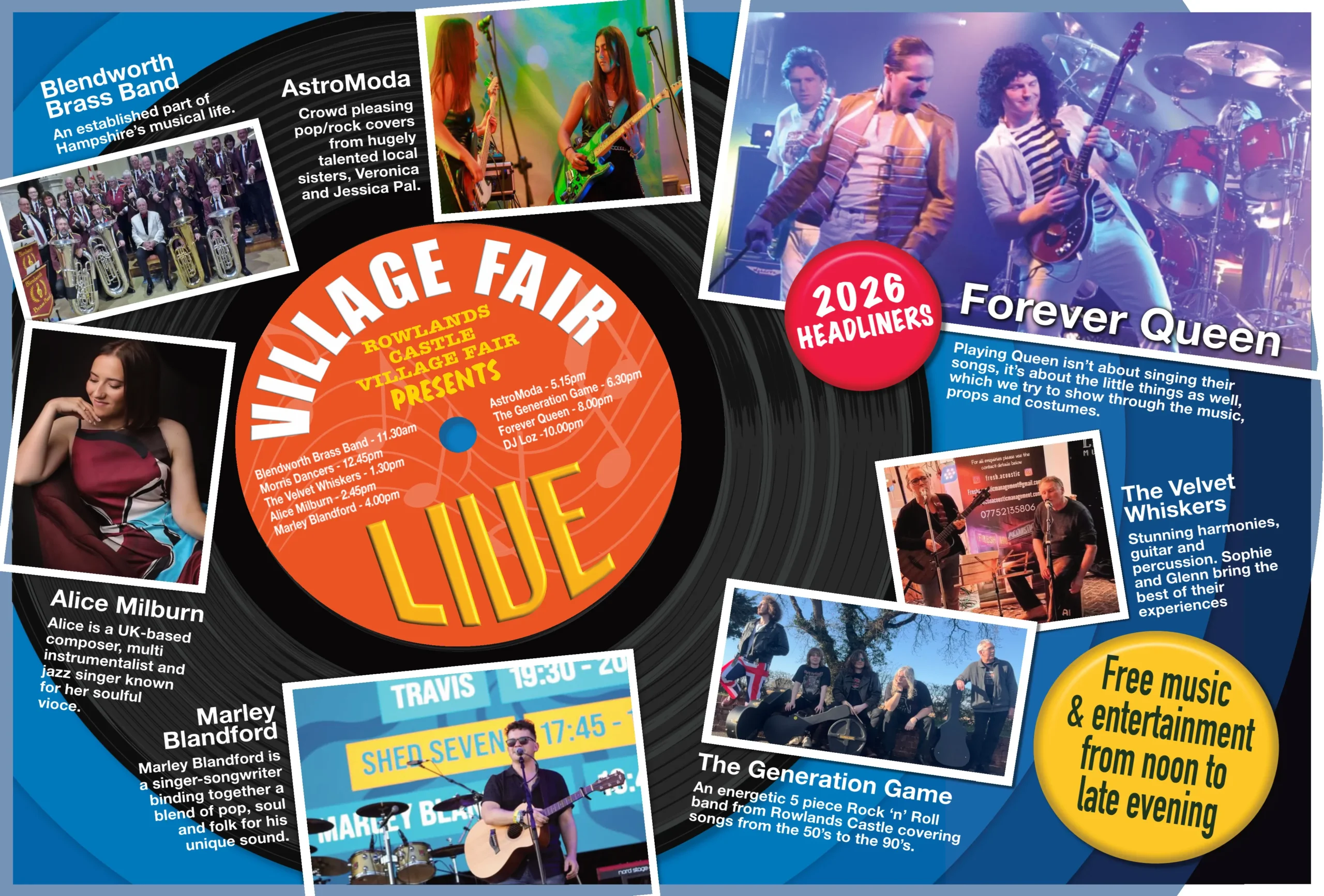 Music from 11am to 11pm at the Rowlands Castle Village Fair
